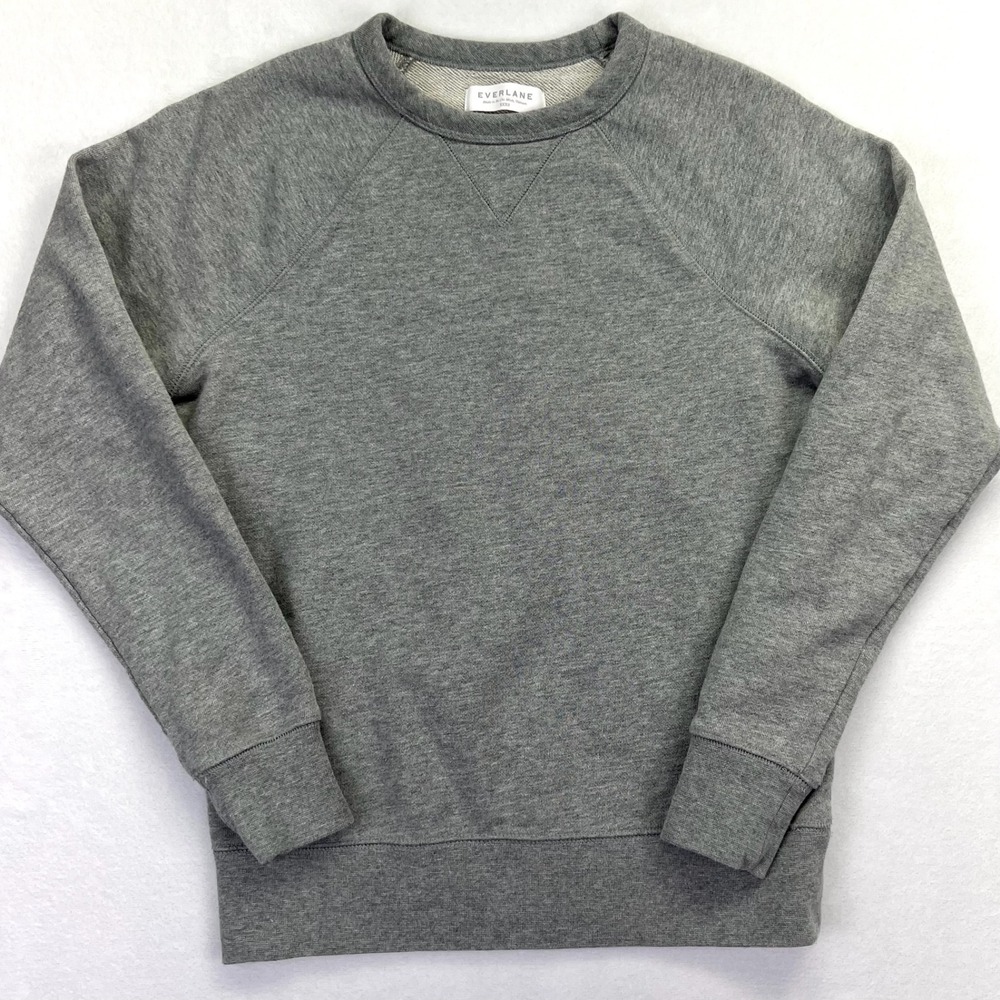 Everlane Womens Heather Grey Cotton French Terry Raglan Crewneck Sweatshirt XXXS